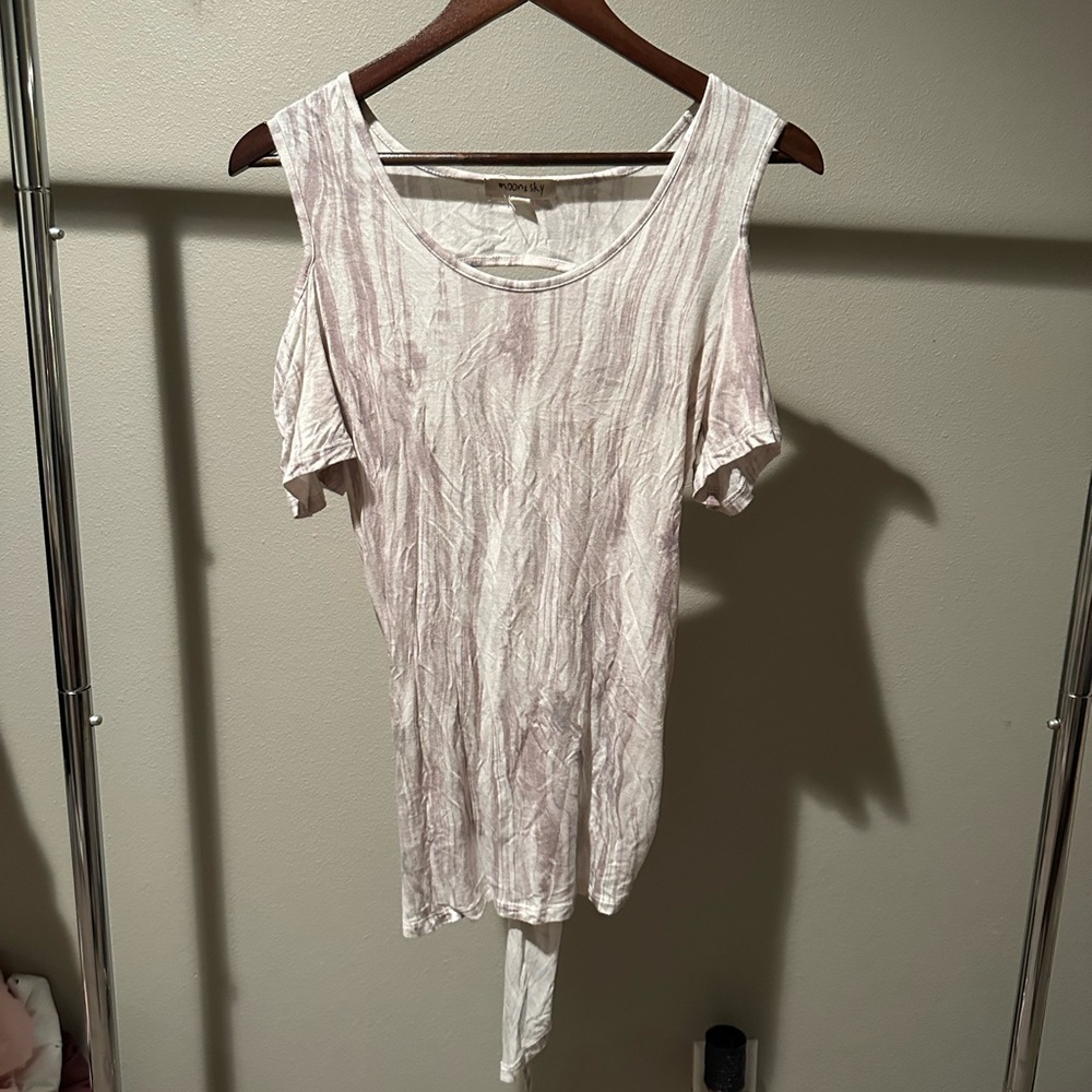 Cold shoulder open back top